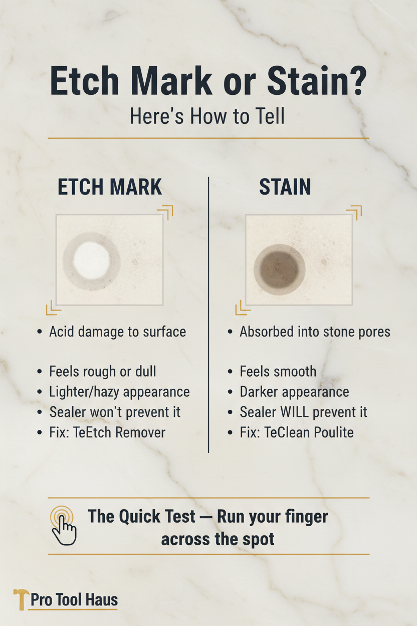 Example of a stain or an etch mark infographic