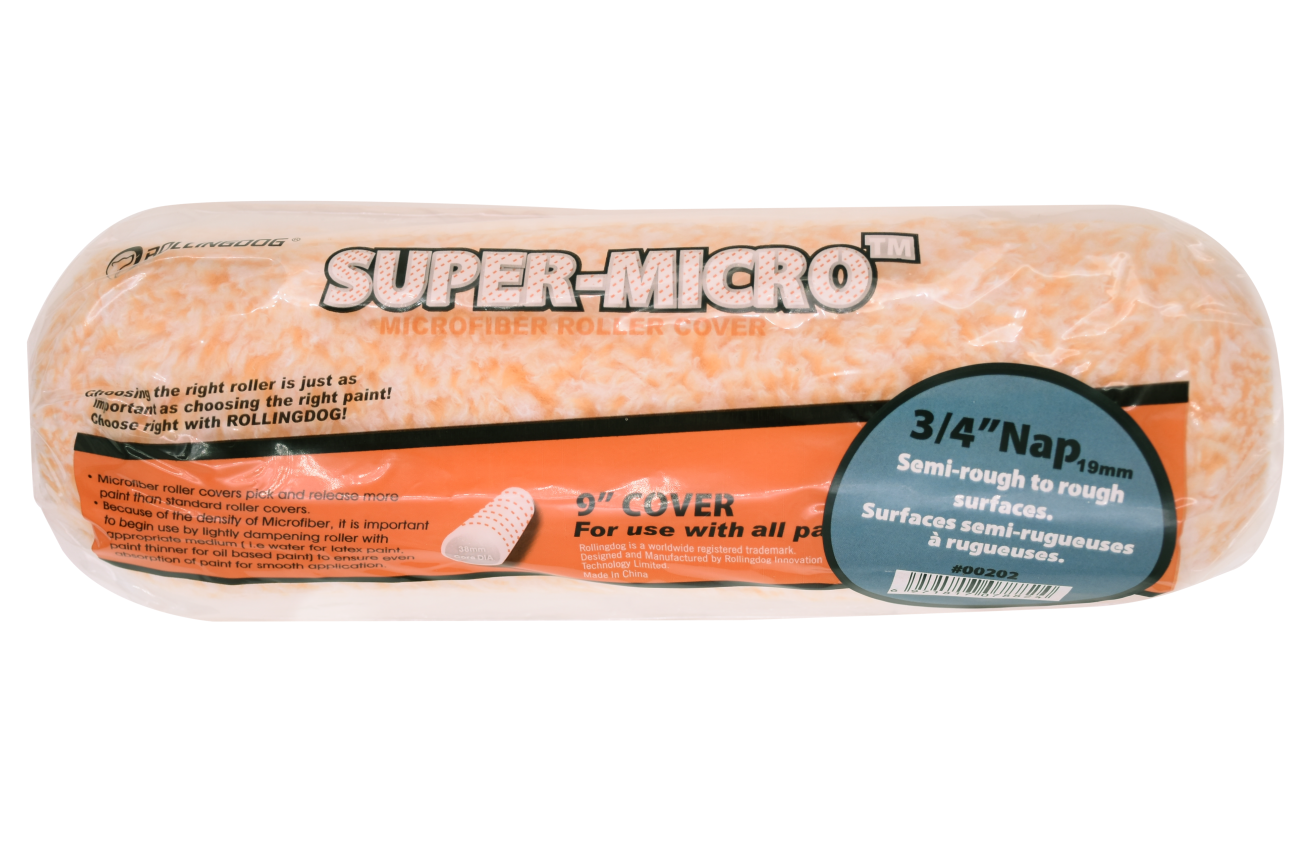 00202 9" SUPER-MICRO™ microfiber roller cover with 3/4" nap for rough surfaces
