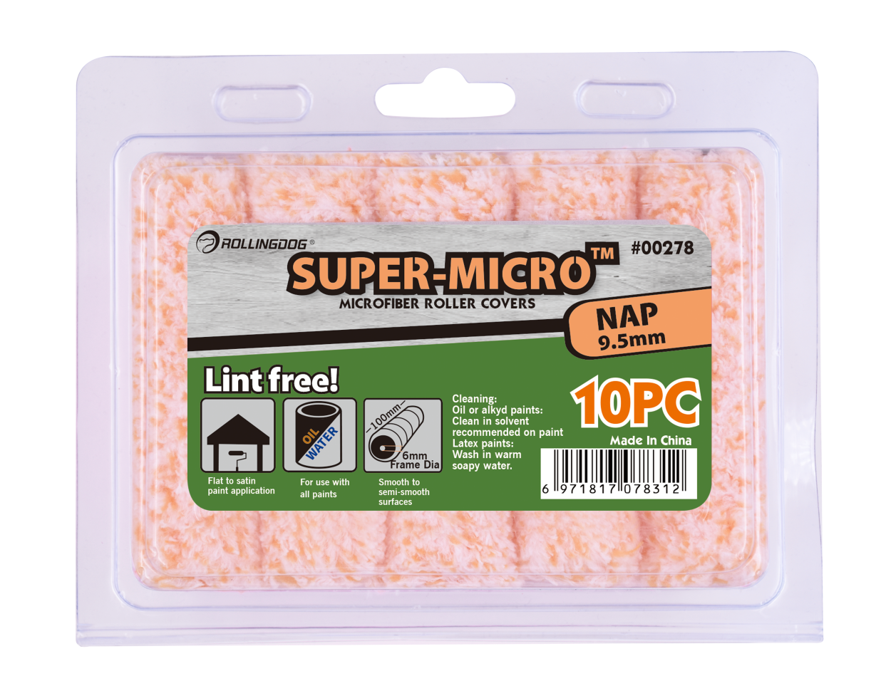 00278 4 inch microfiber roller covers 10 pack for smooth and semi smooth surfaces