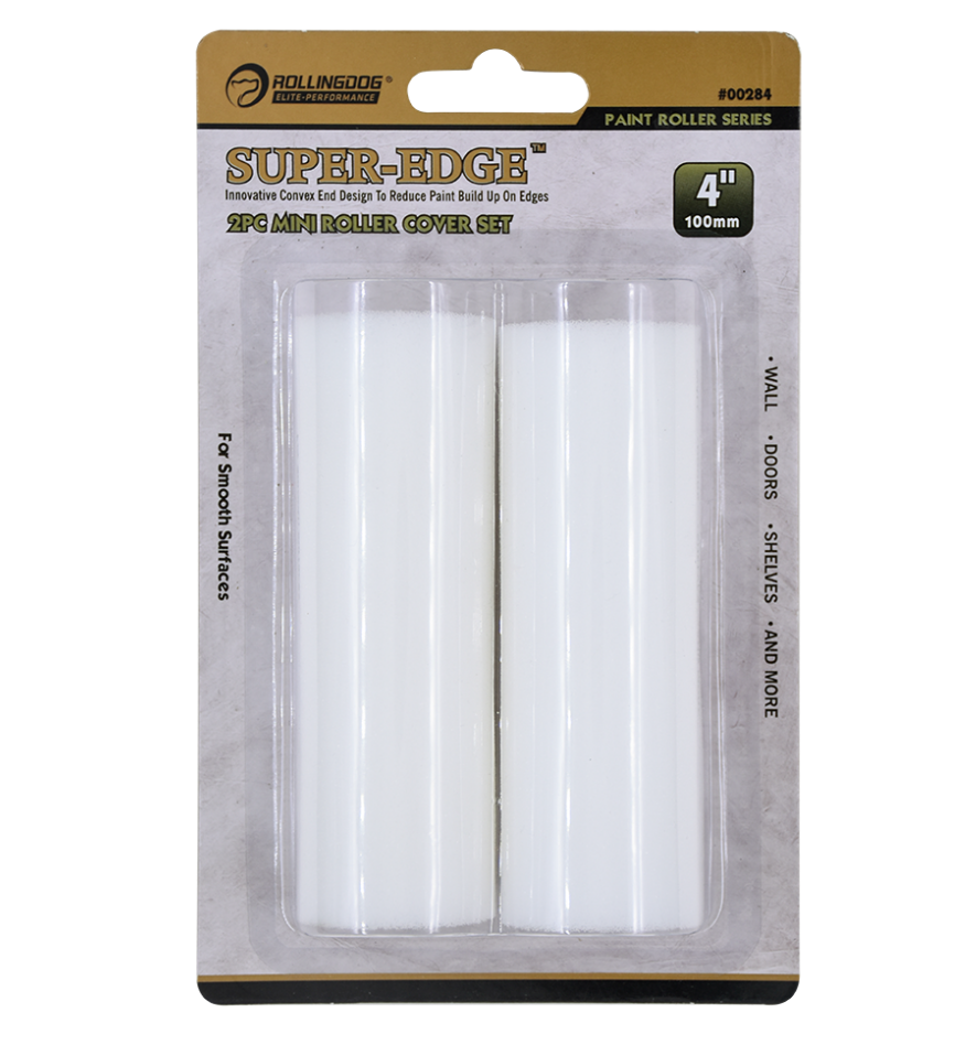 4 inch high density foam mini roller covers 2 pack with concave edge design