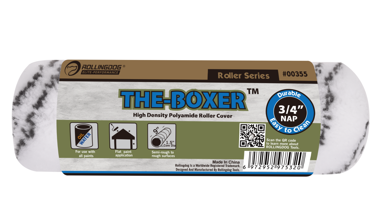 00355 9" THE-BOXER™ high-density polyamide roller cover with 3/4" nap