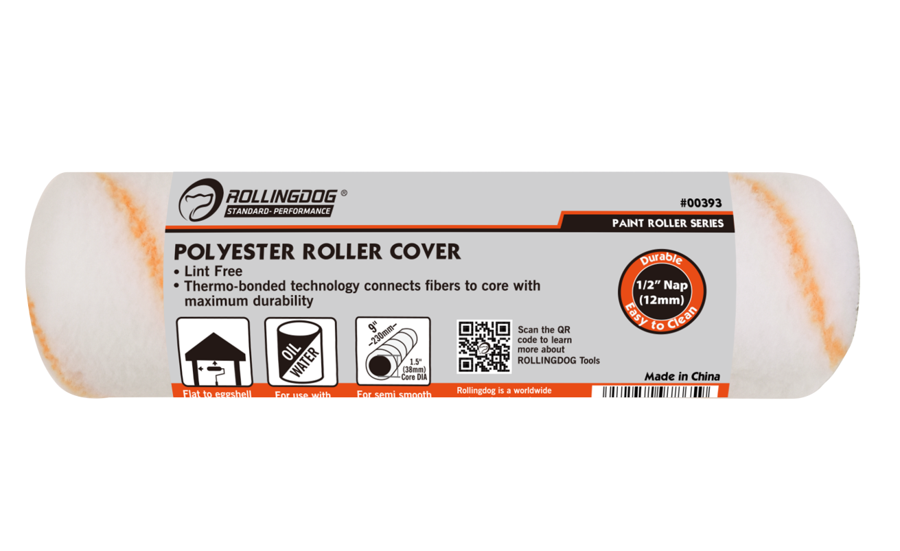 ROLLINGDOG USA 3PC Polyester Paint Roller Set – 9″ Frame, Tray & 1/2″ Nap Roller Cover | Feature Detail | Pro Tool Haus