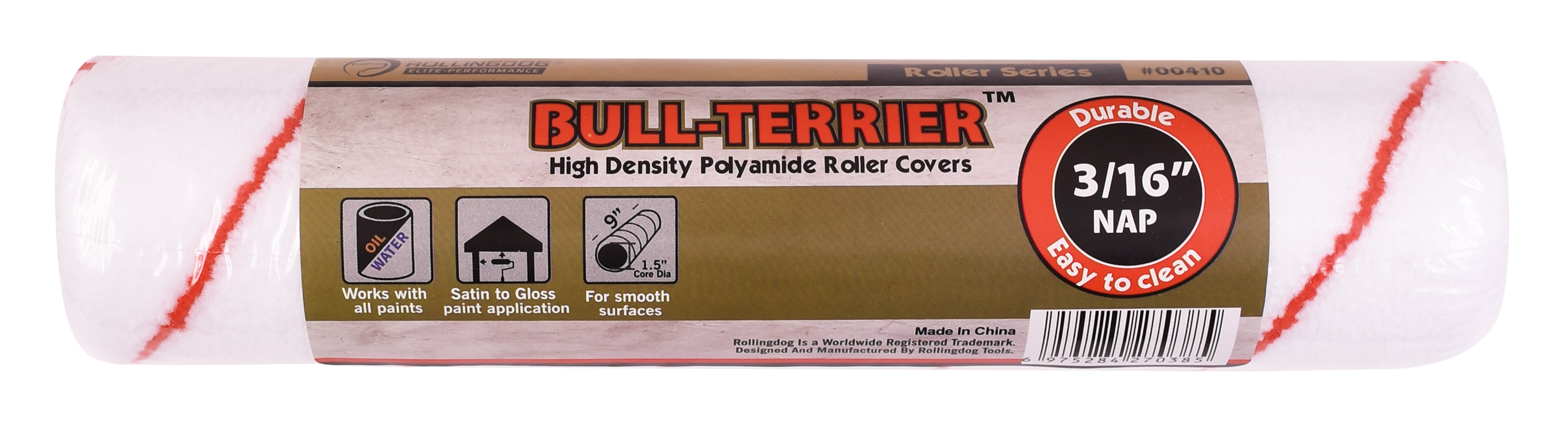 ROLLINGDOG USA 12" - 18" BULL-TERRIER™ 3/16″ Nap for Smooth Surfaces | High Density Polyamide Roller Covers | Feature Det...