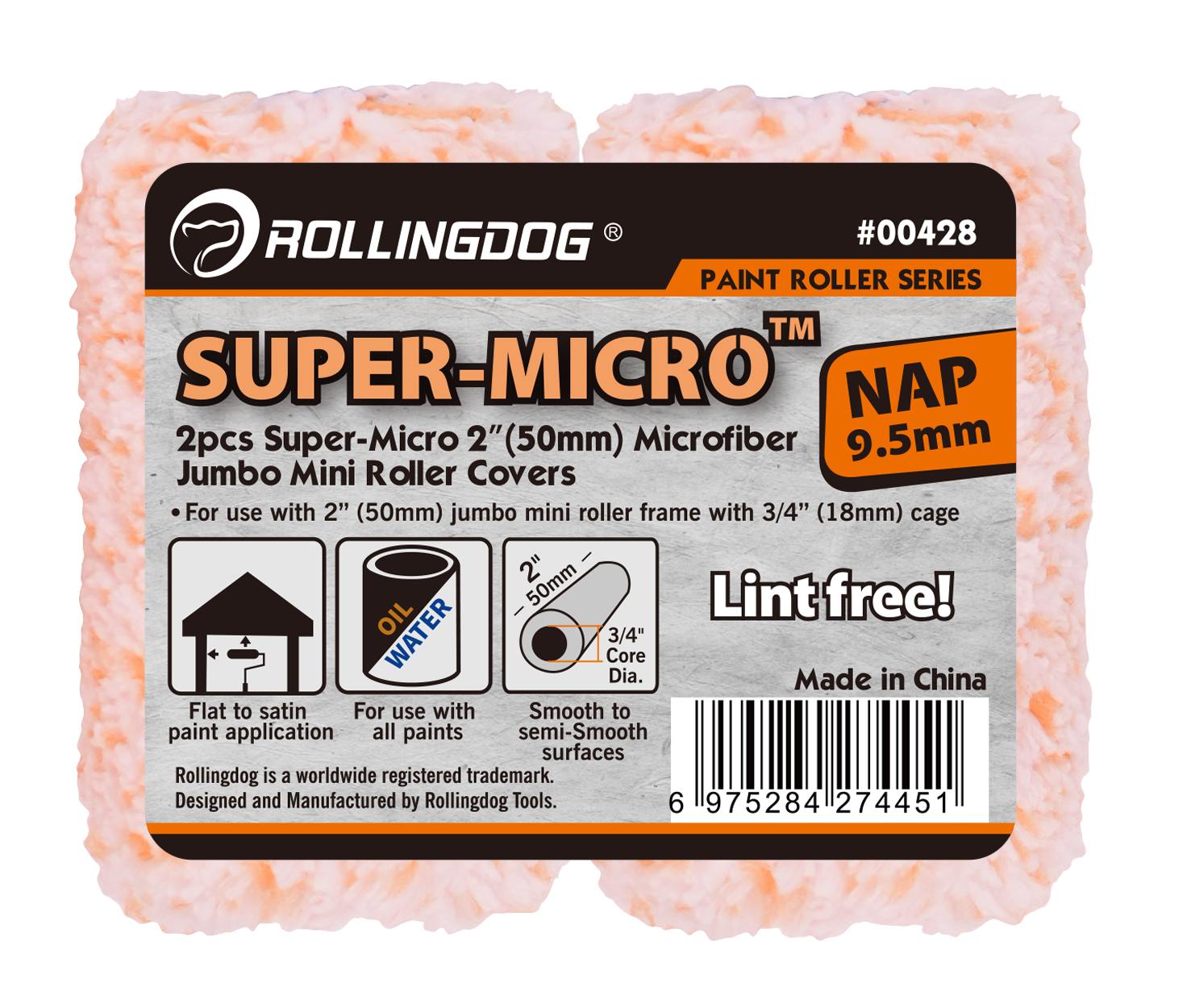 ROLLINGDOG USA SUPER-MICRO™ Microfiber Jumbo Mini Roller Covers 3/8" Nap (Multiple Options) | Application View | Pro Tool ...