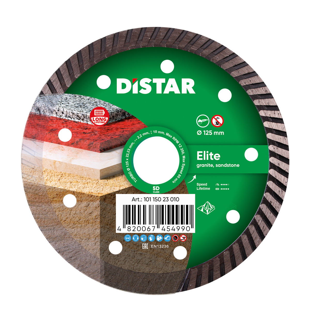 Distar diamond cutting disc for granite and sandstone on a white background