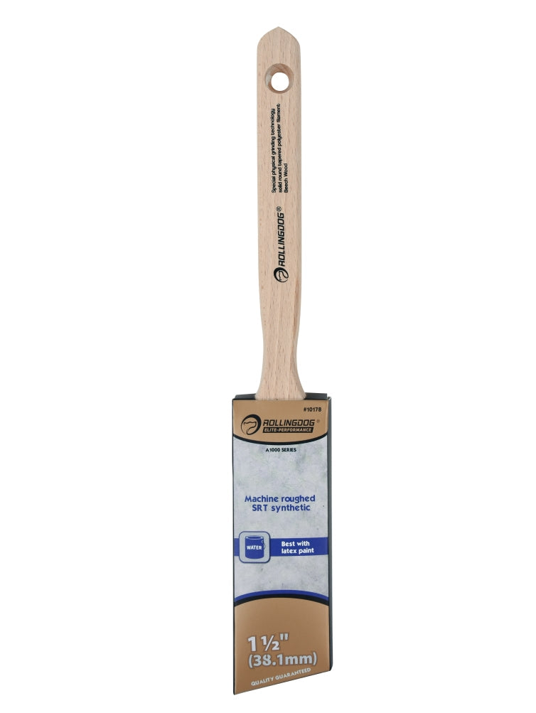 10178 1.5" machine roughed angular paint brush with long wooden handle and stainless steel ferrule