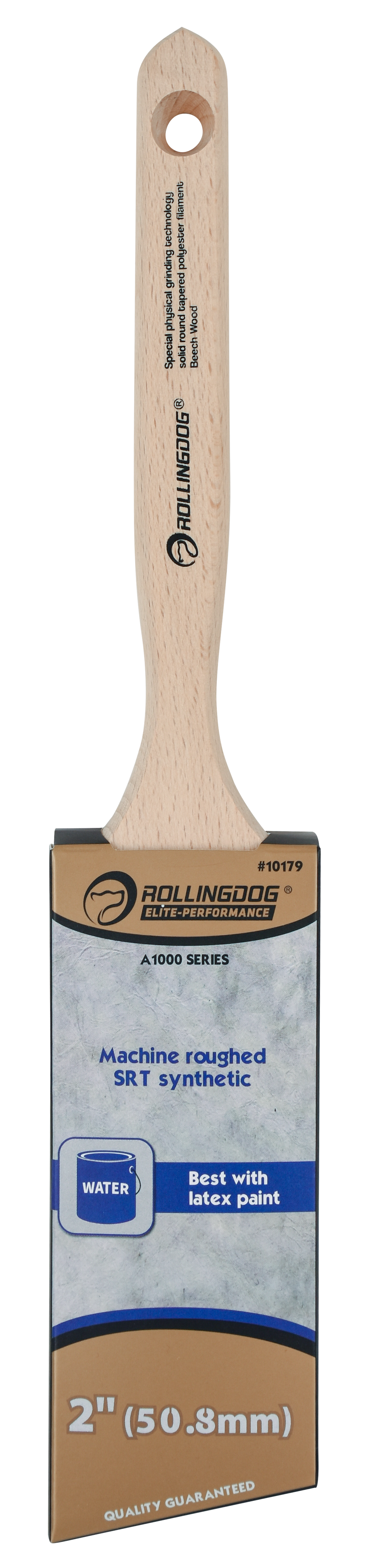 ROLLINGDOG USA A1000 Series Angular Paint Brush - Machine Roughed, Synthetic Filament with Long Beech Wood Handle (Multip...