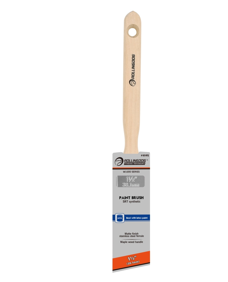 ROLLINGDOG USA W1000 Series Long-Handle Angular Paint Brushes | SRT Synthetic Bristles with Maple Wood Handle (Multiple Si...