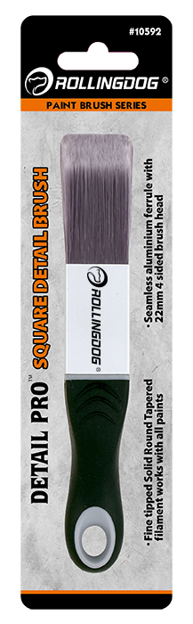 10592-DETAIL PRO™ square detail brush with 22mm head, aluminum ferrule, and ergonomic rubber handle