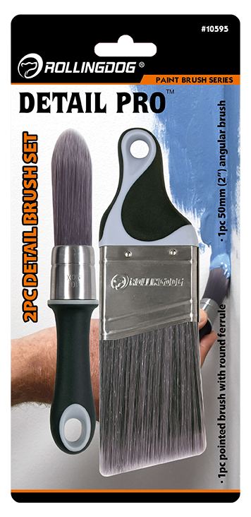 ROLLINGDOG USA DETAIL PRO™ PT1000 Series 2″ 2-PC Angular Detail Brush Set – Angular & Pointed Brushes for Precision Painti...