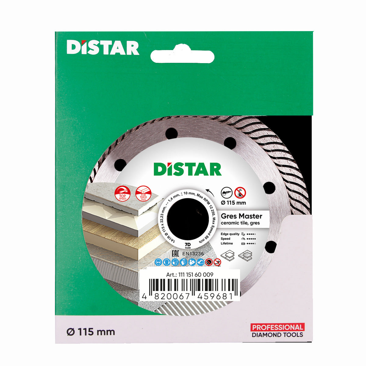 DISTAR Gres Master 4.5 to 5 inch diamond blade for high-speed cutting of porcelain gres