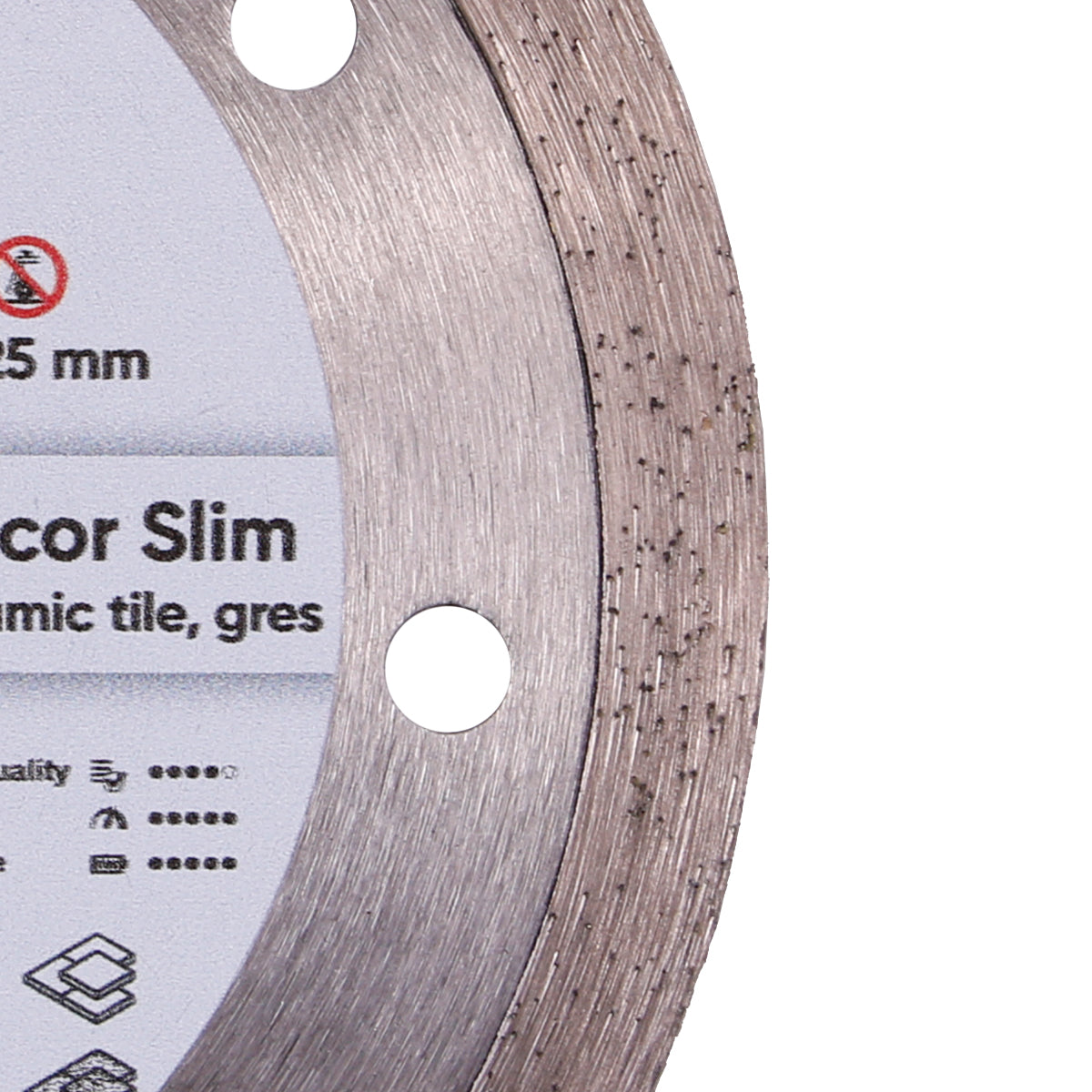 Close-up of DECOR SLIM 5D diamond blade showing thin 1.2 mm edge