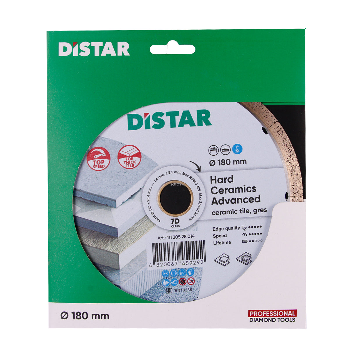 DISTAR Hard Ceramics Advanced Diamond Blade 7"-14" front view