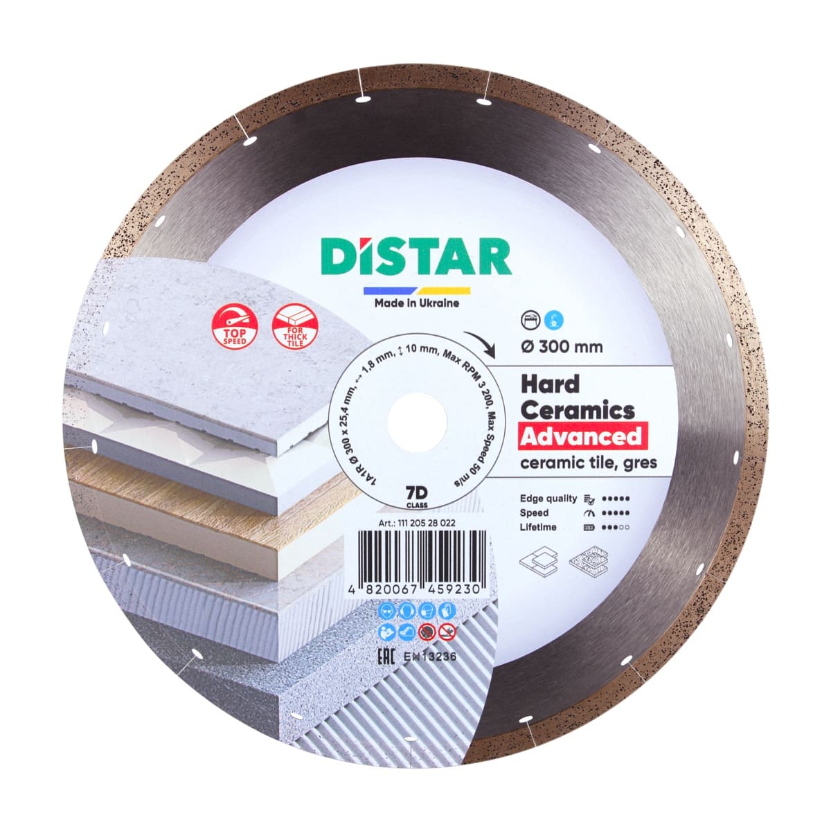 Wet Diamond Blade for Thick Porcelain Slabs & Dekton (7"–14") – package contents