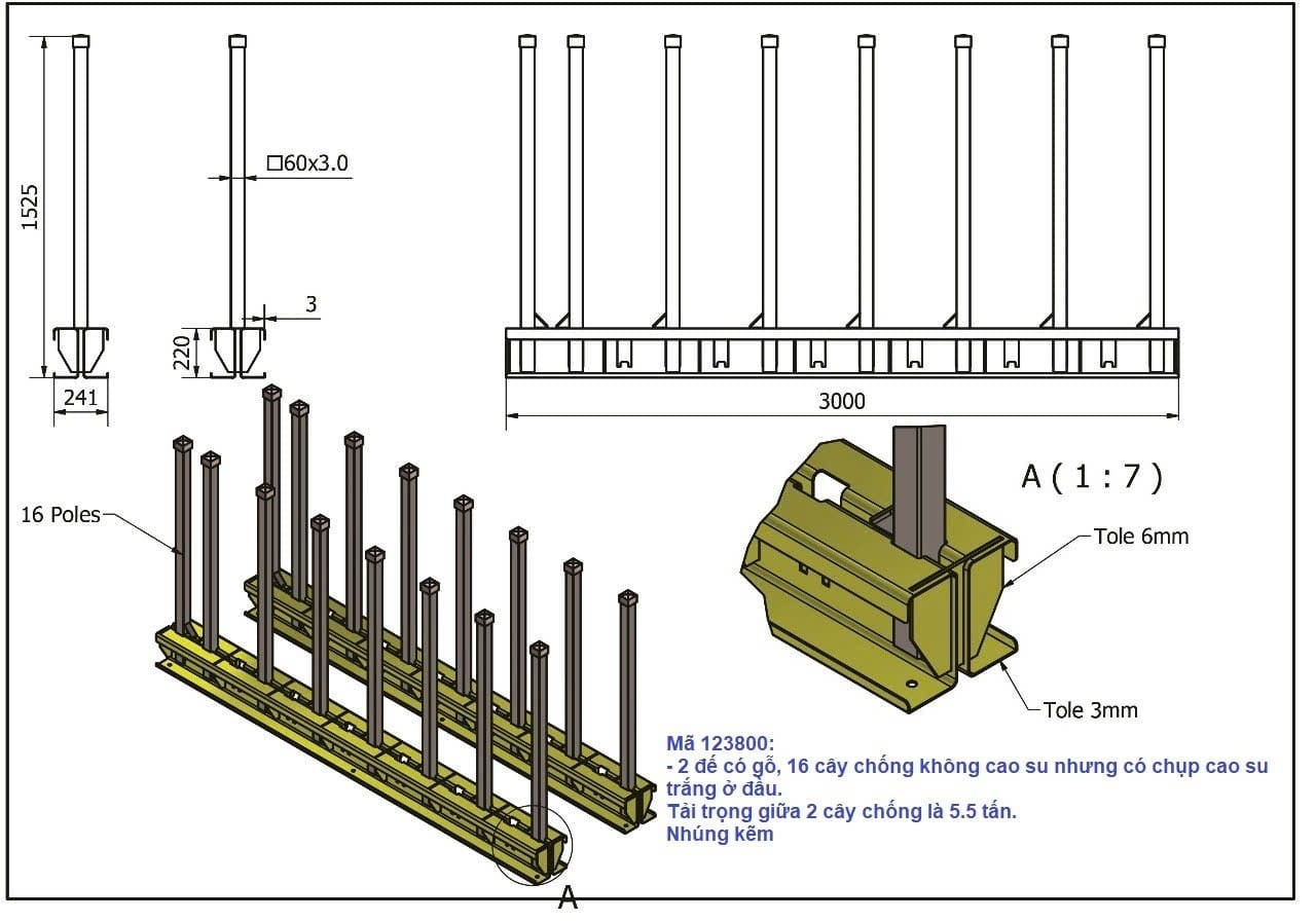 Weha 5.5 Ton 10' Slab Rack with 16 Galvanized Poles | Close-up Detail | bundle rack | Pro Tool Haus
