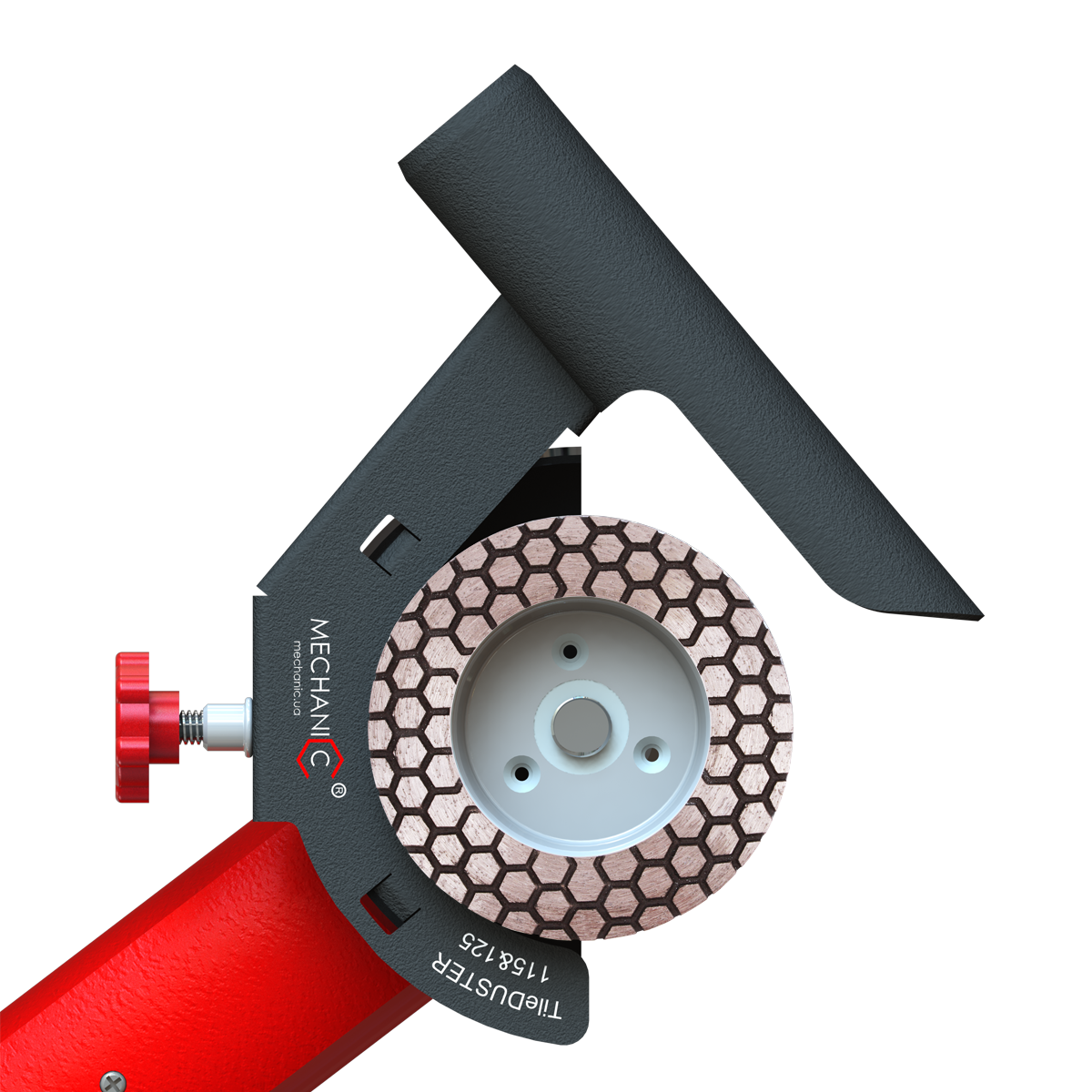 TileDUSTER grinding guard mounted on 5-inch angle grinder