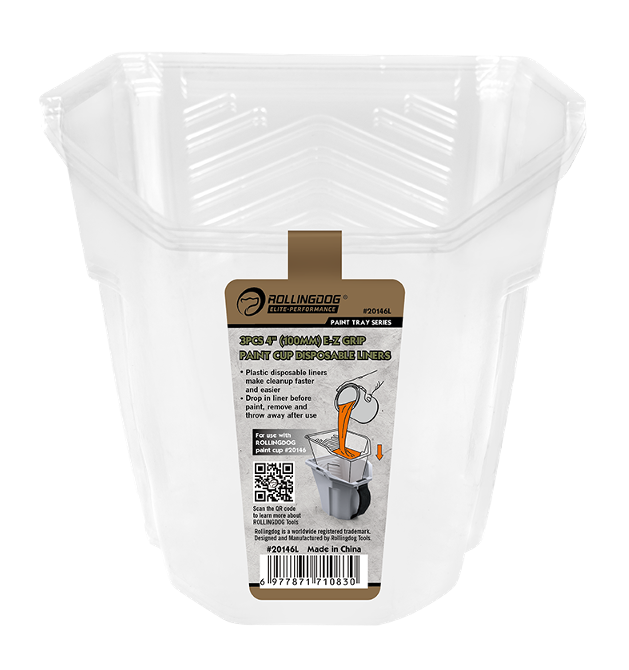 ROLLINGDOG USA 3PCS 4" E-Z Grip Paint Cup Disposable Liners – Plastic Inserts for Easy Cleanup | Pro Tool Haus