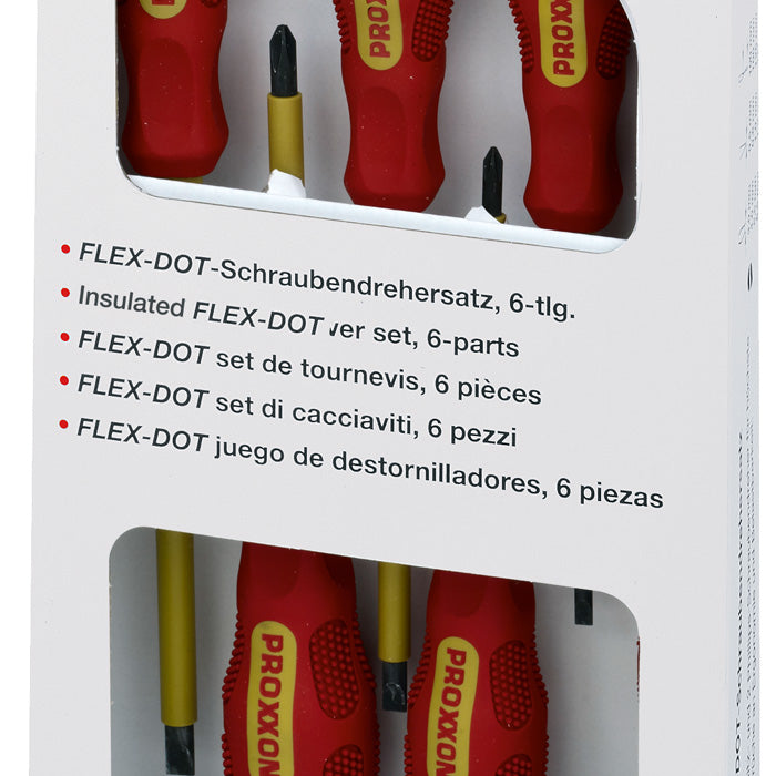 Proxxon FLEX-DOT 6-Piece VDE Insulated Screwdriver Set — 1,000V AC Rated, Flat & Phillips (No. 22630)