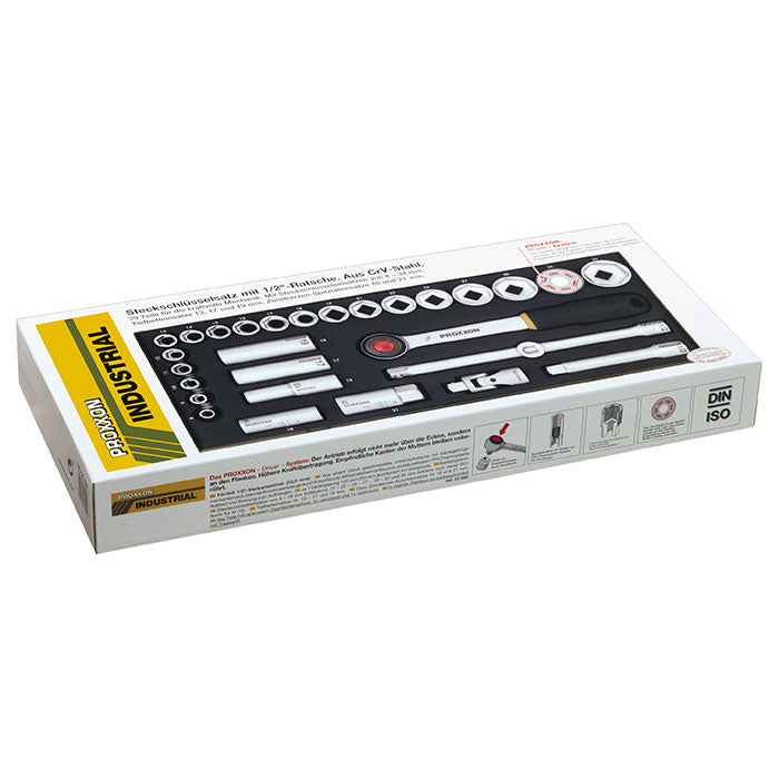 Proxxon 29-piece socket set for powerful mechanical work with 1/2" ratchet | Close-up Detail | proxxon socket set | Pro To...