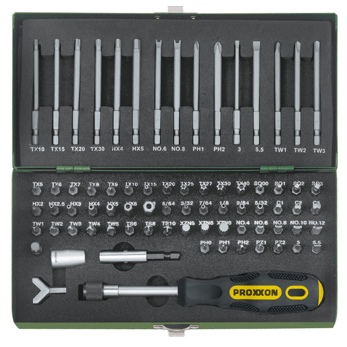 Proxxon 75-Piece Super Safety & Specialty Bit Set — 1/4" Drive, TX, Allen, Tri-Wing, XZN & More (No. 23107)