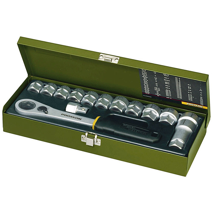 Proxxon Specialist Workshop Set 1/2" — 14-Piece with Ratchet & Tubular Spanners, 13–27mm (No. 23604)
