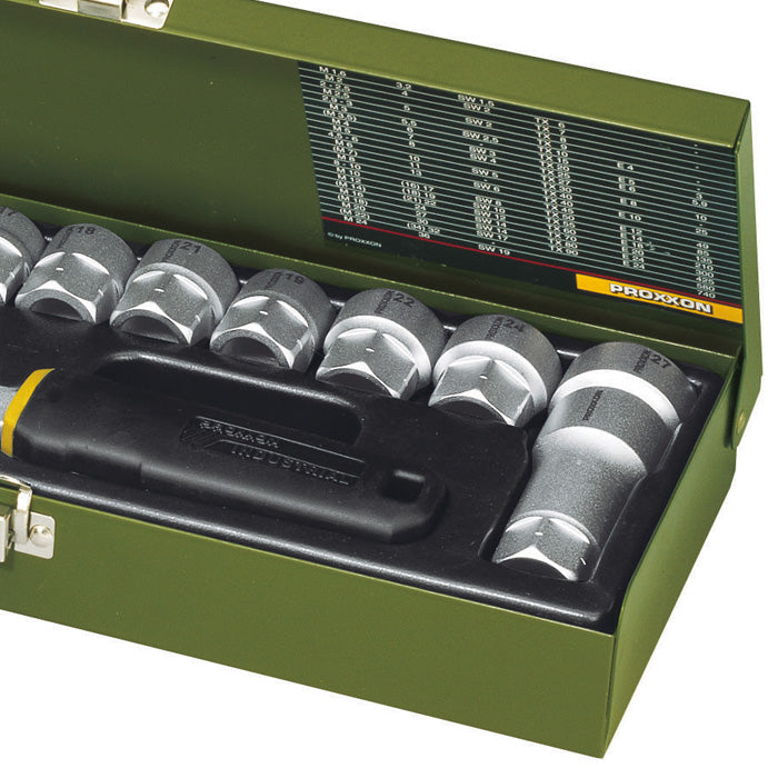 Proxxon Specialist Workshop Set 1/2" — 14-Piece with Ratchet & Tubular Spanners, 13–27mm (No. 23604)