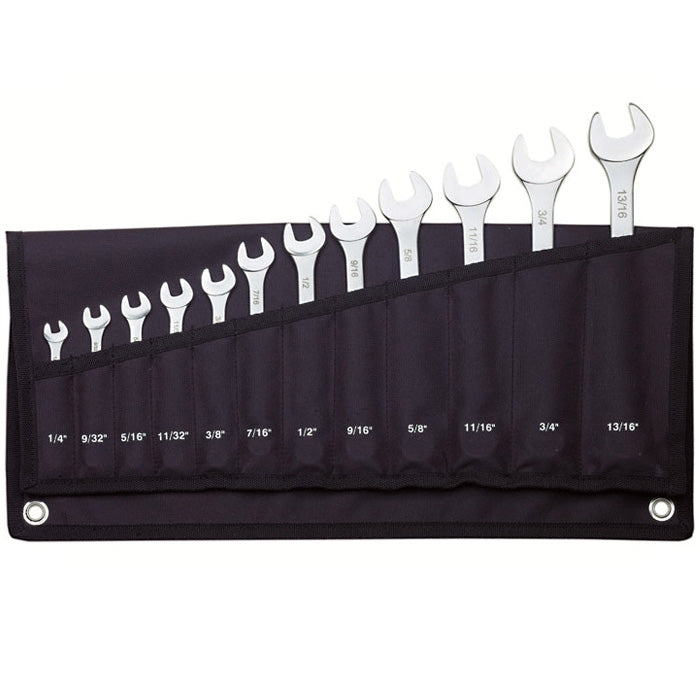 Proxxon SlimLine Combination Spanner Set — 12-Piece Imperial, 1/4" to 13/16" in Canvas Roll Bag (No. 23816)