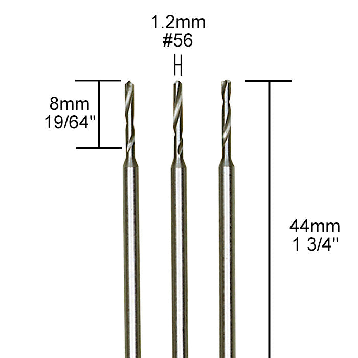 Proxxon Tungsten vanadium micro twist drills, 3 pcs., Ø 3/64" (1,2 mm) | Detail View | Pro Tool Haus