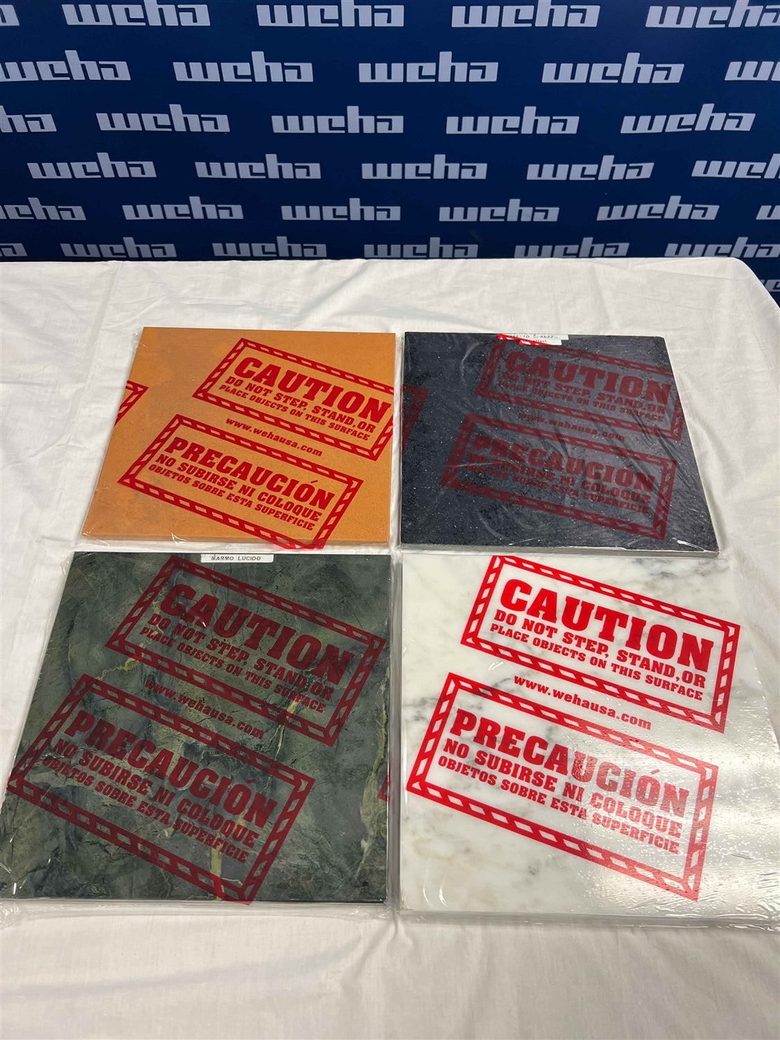 Weha Clear Countertop Protective Film - Caution Marked | Feature Detail | bilingual print | Pro Tool Haus