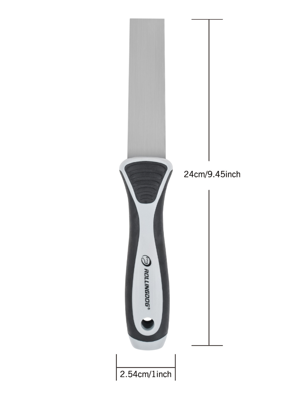 50001-dimensions 1 inch flexible putty knife with carbon steel blade and rubber grip handle
