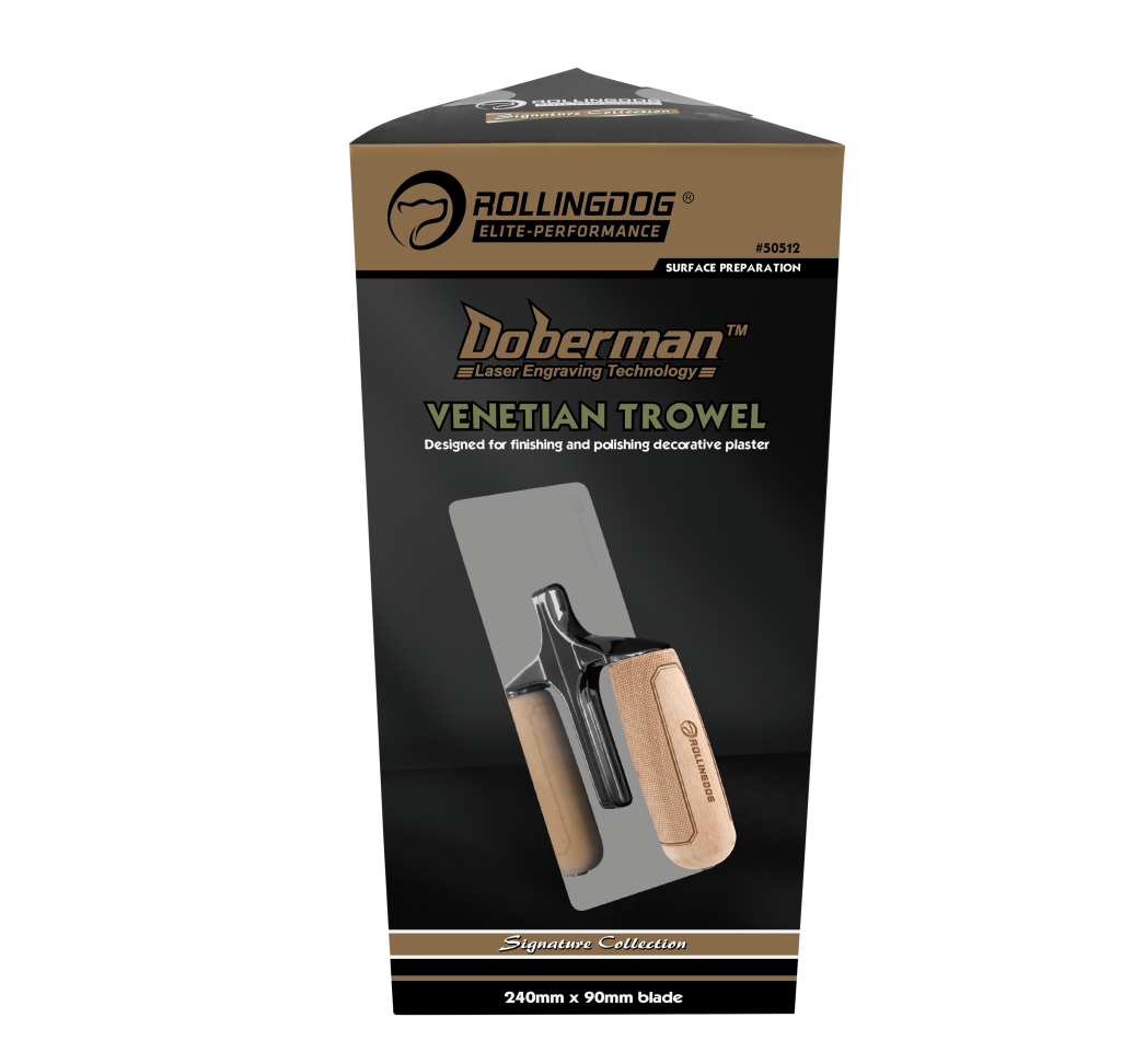 DOBERMAN Venetian trowel with beveled edges and aluminum frame