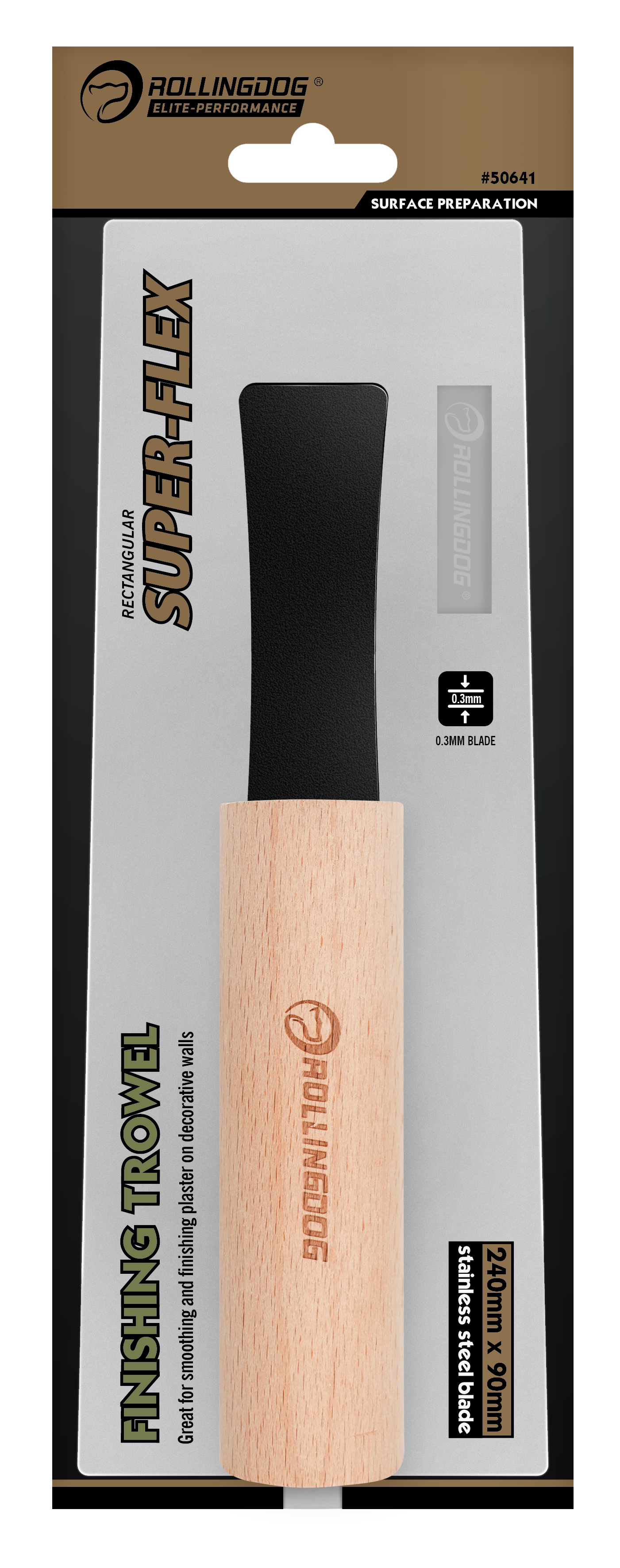 ROLLINGDOG USA SUPER-FLEX Finishing Trowel – 9.5" 301 Stainless Steel Blade (Multiple Options) | Specification View | Pro ...