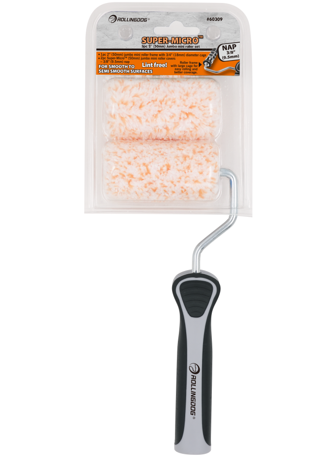 ROLLINGDOG USA 2" SUPER-MICRO™ Jumbo Mini Roller Set (3-Piece) – Smooth Finish Painting Tools | 2 inch paint roller | Pro ...