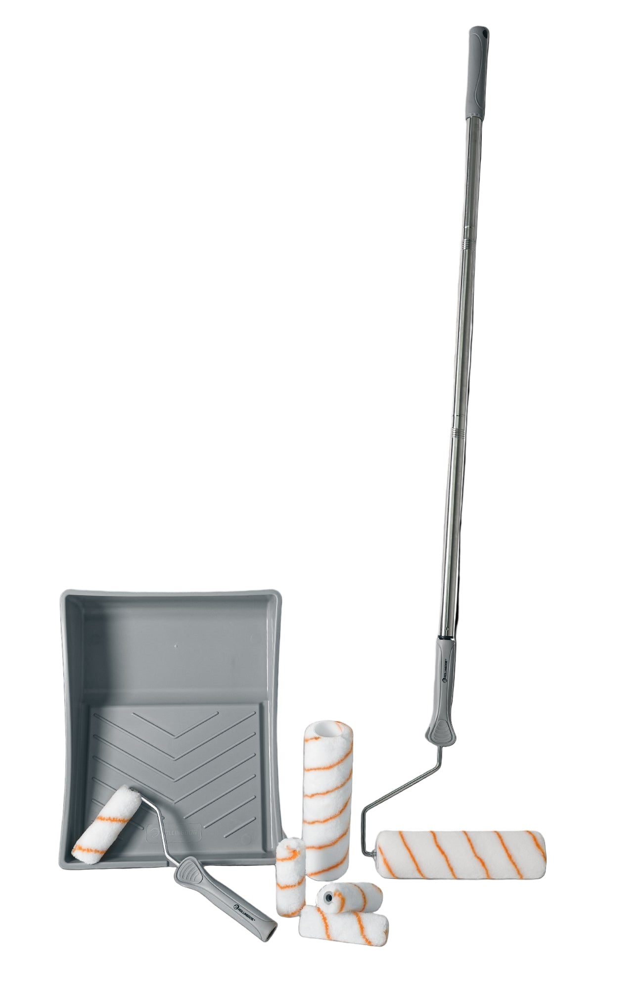 70286-110PC paint roller set with large and mini rollers, sleeves, tray, and pole