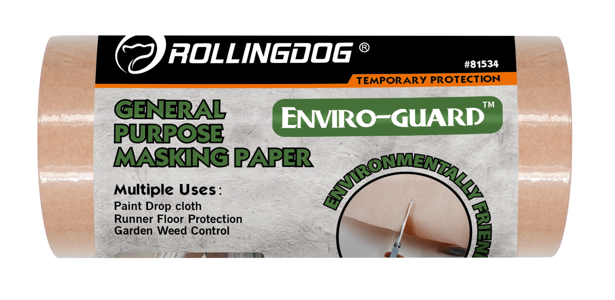 Roll of RollingDog Enviro-Guard masking paper on a white background