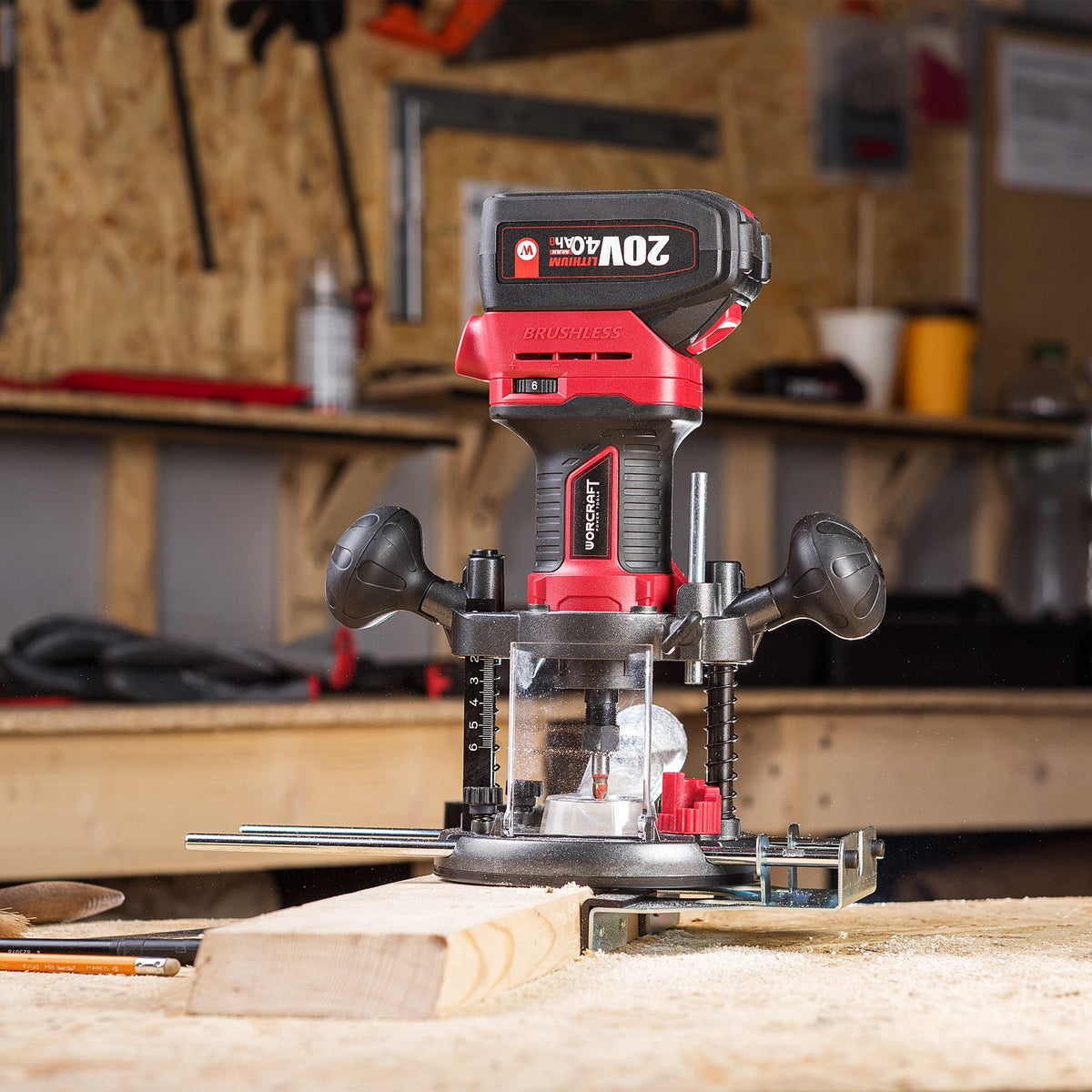 WorCraft 20V Brushless Cordless Router Kit with 4.0Ah Battery Options & Charger