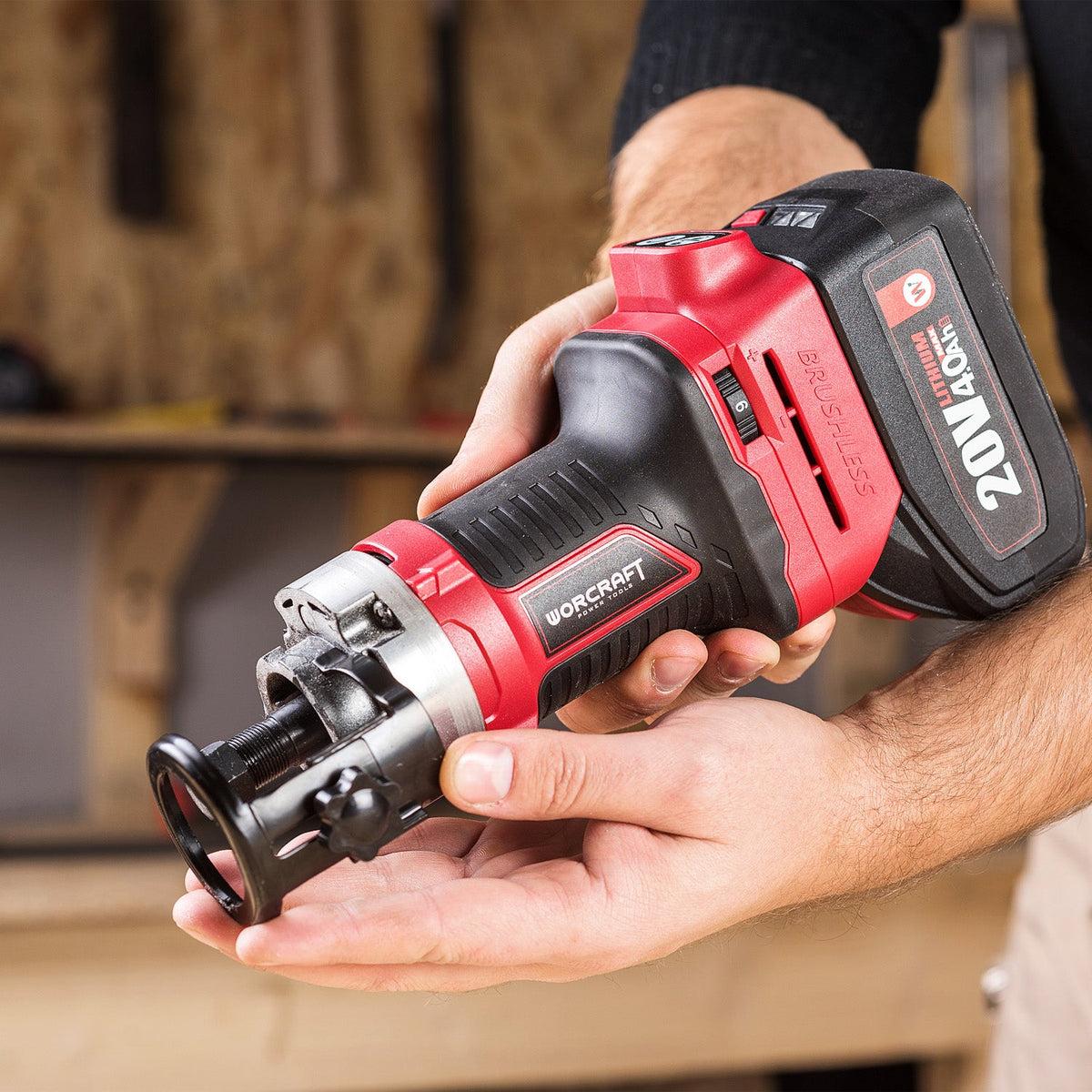 WorCraft 20V Cordless Router — Brushless, Variable Speed