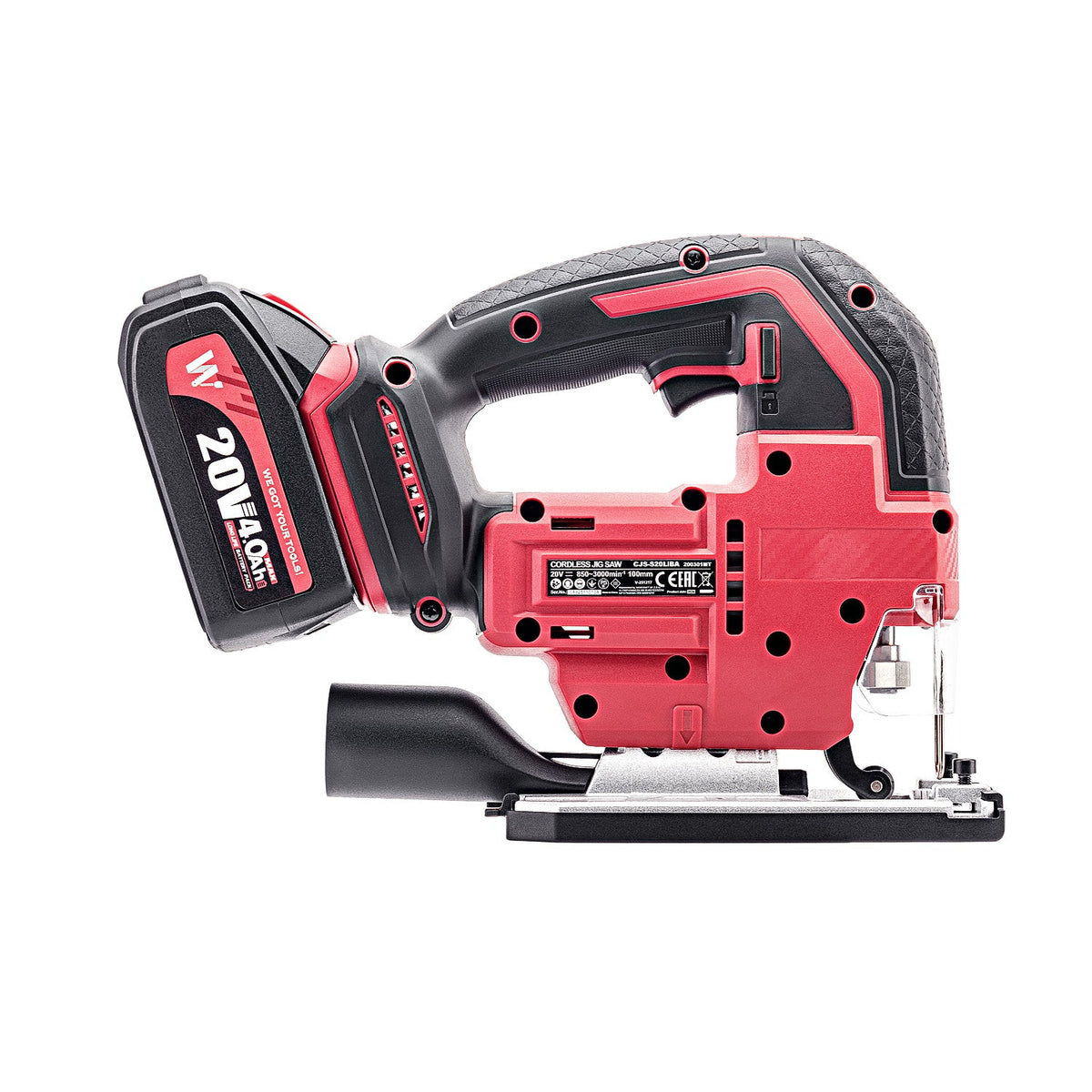 WorCraft 20V Brushless Jigsaw Kit with 4.0Ah Battery Options & Charger