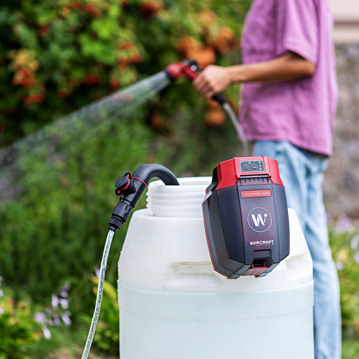 WorCraft 20V Cordless Rain Barrel Pump Kit with 4.0Ah Battery Options & Charger