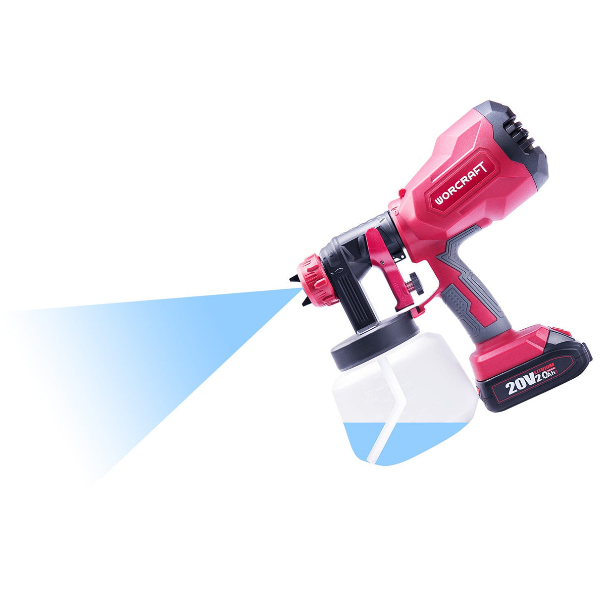 WorCraft 20V Cordless HVLP Paint Sprayer Kit with 2.0Ah Battery Options & Charger