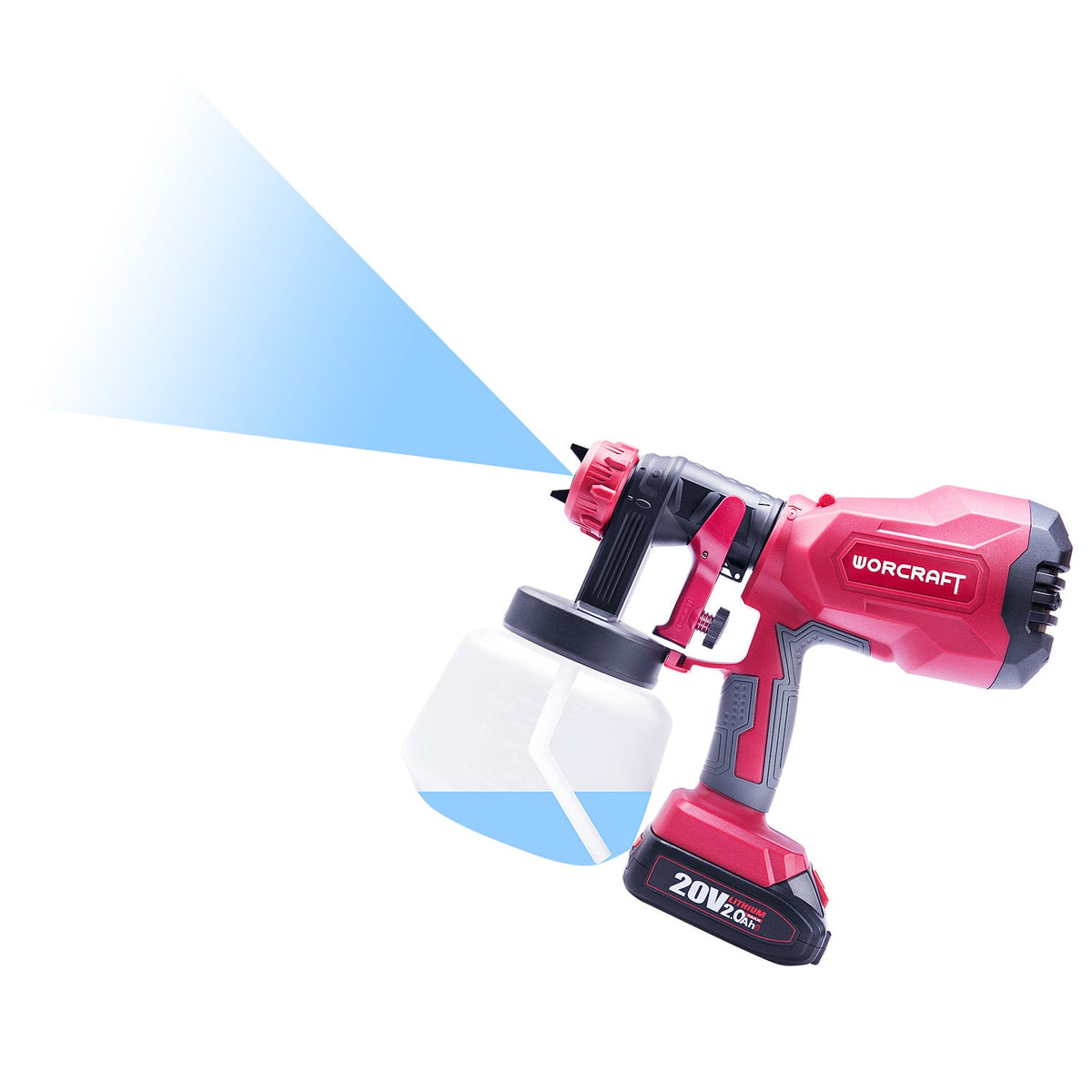 WorCraft 20V Cordless HVLP Paint Sprayer Kit with 2.0Ah Battery Options & Charger