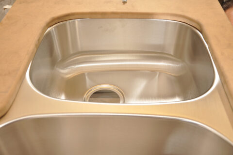 Double-bowl sink installation with E-Z Sink Bracket