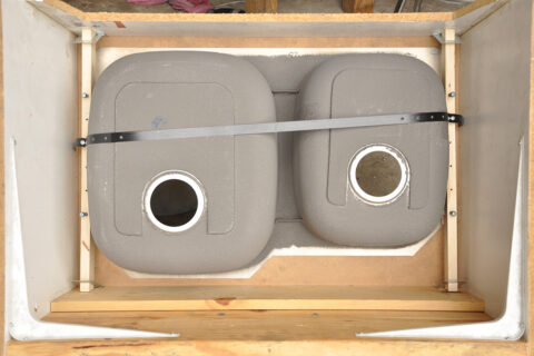 E-Z Sink Bracket supporting a sink beneath a countertop