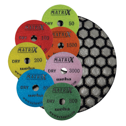 Weha 4" Matrix Dry 7 Step Diamond Polishing Pads | diamond polishing pad | Pro Tool Haus