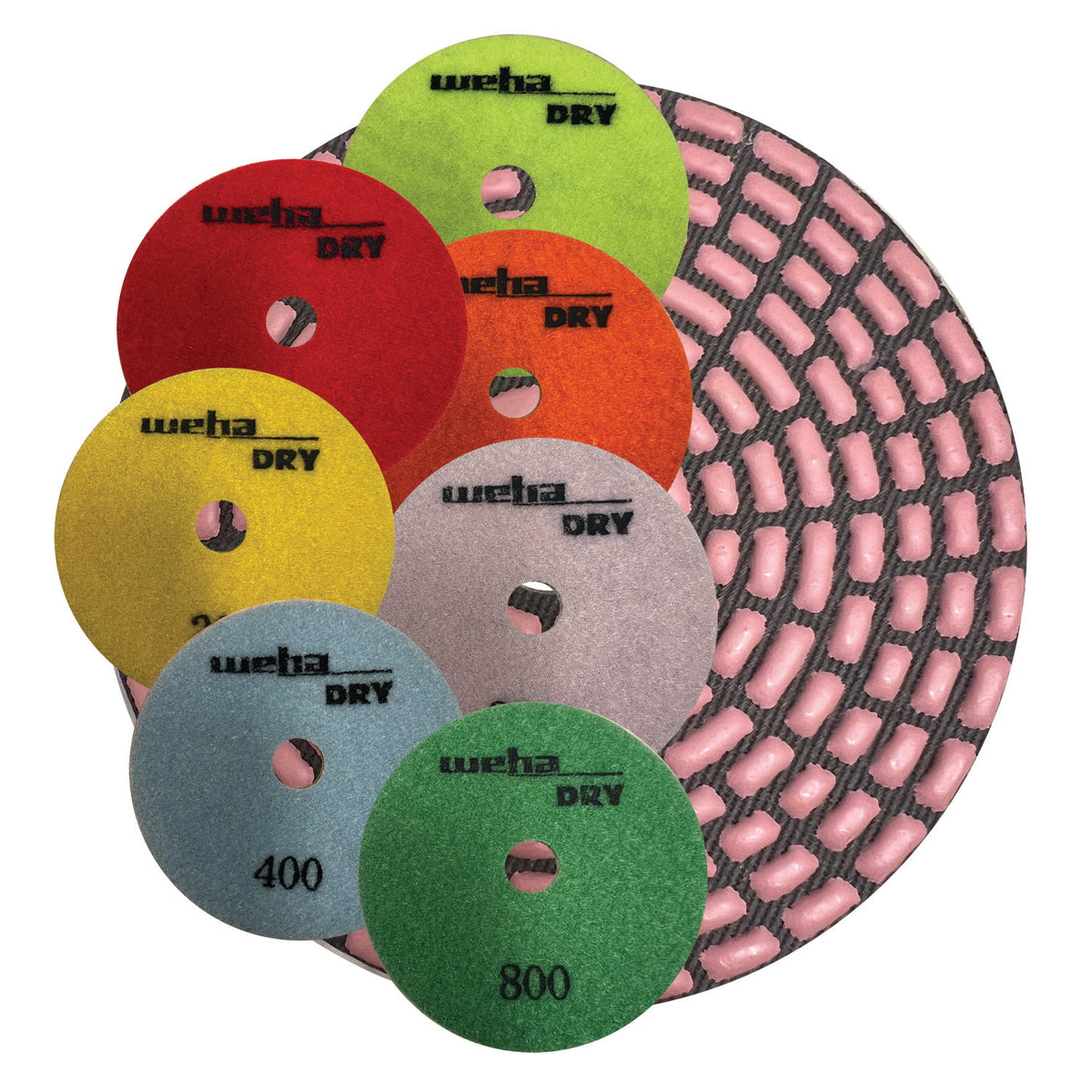 Dry polishing pads for granite, quartzite, marble, 7 step