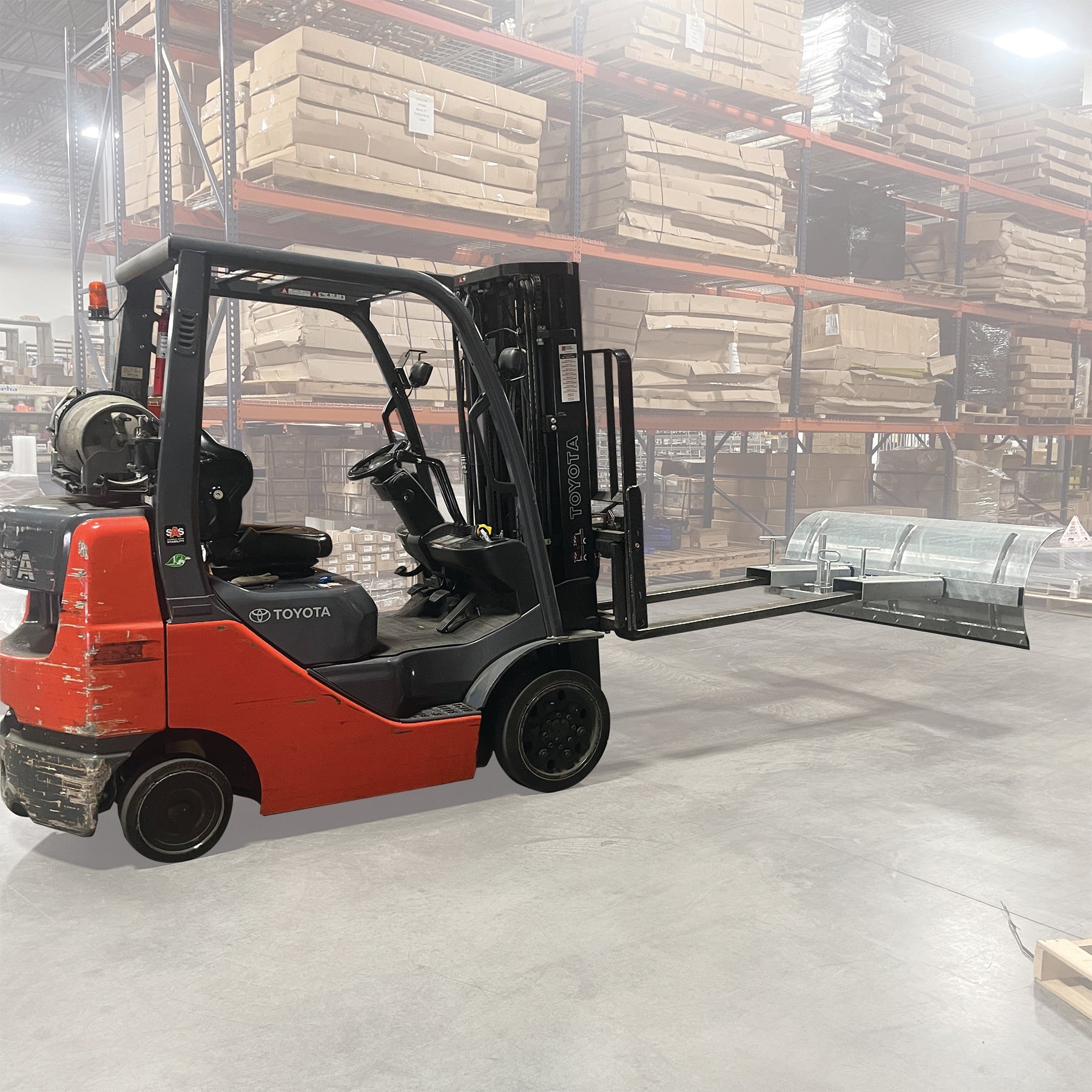 Weha ForkLift Snow Plow Attachment with Angle Adjustment | In-Use View | clean floors | Pro Tool Haus