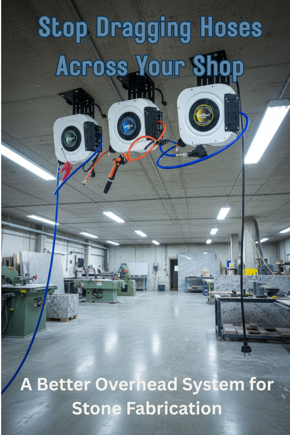 How to Set Up an Overhead Air, Water & Power System in Your Stone Fabrication Shop