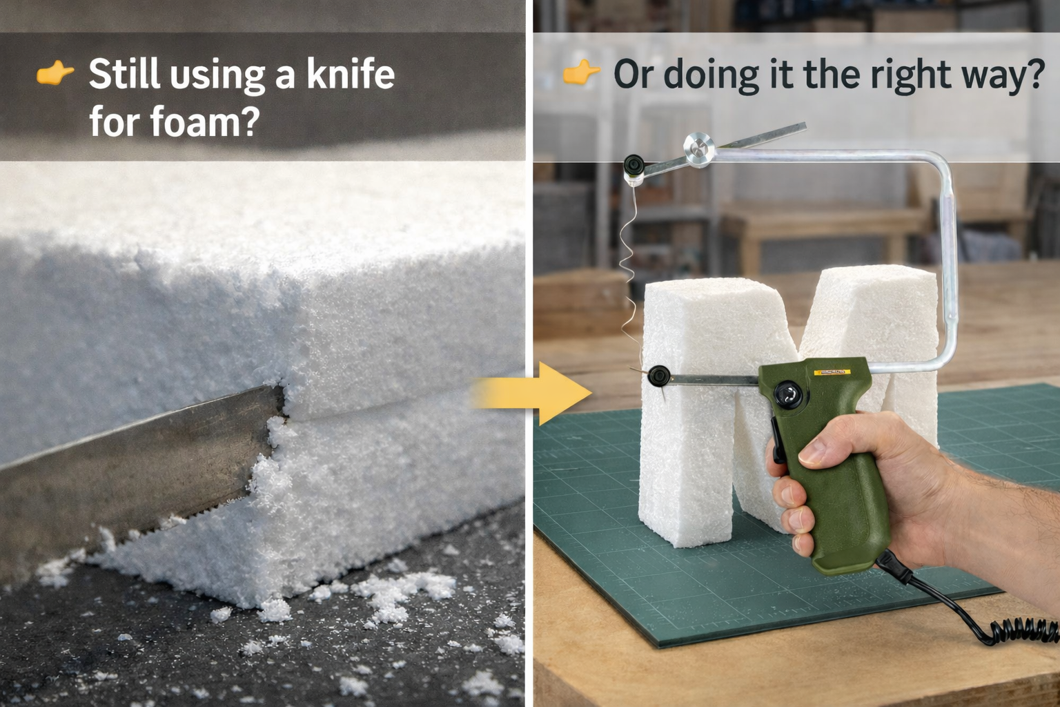 Thermocut hot wire cutter being used on foam hobby crafts