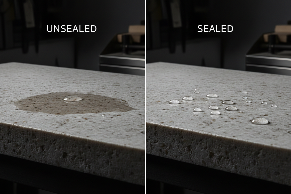 Quartzite example unsealed vs sealed