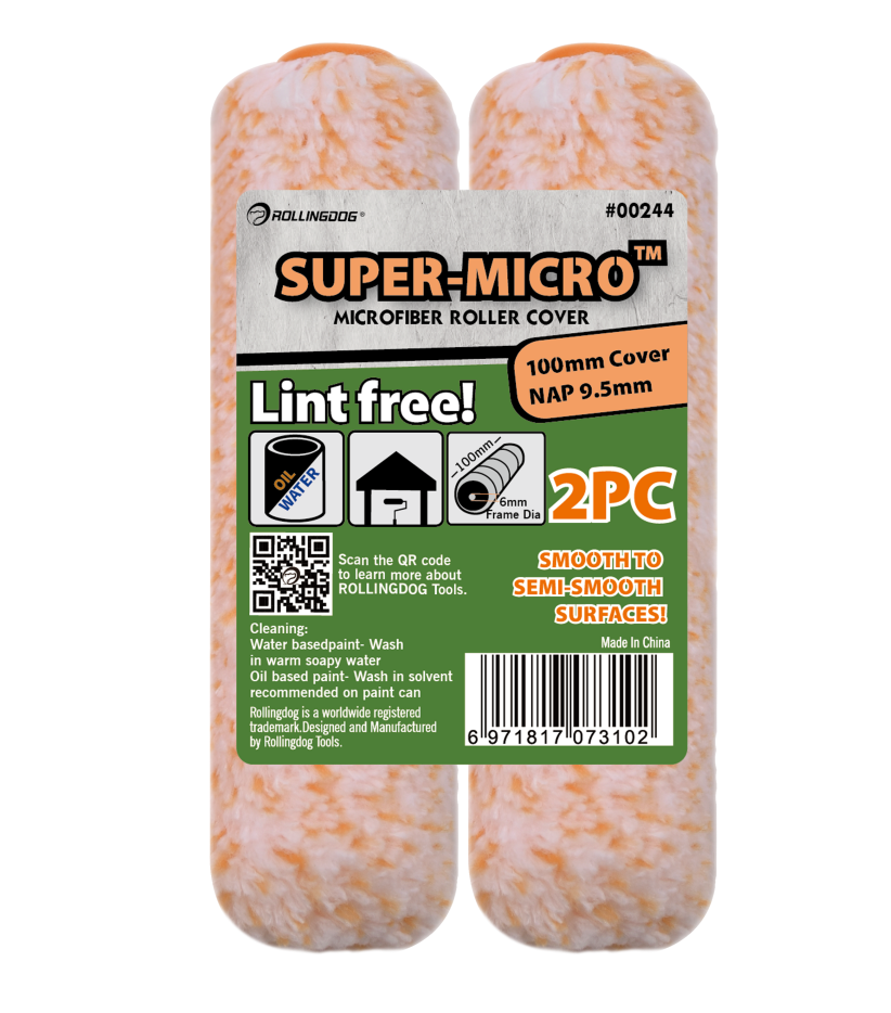 00244 SUPER-MICRO™ microfiber roller covers 2 pack with 10mm nap